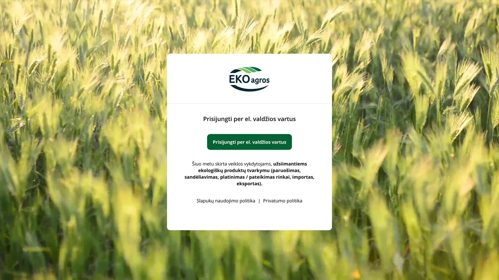 Ekoagros Self-Service Portal for Operators