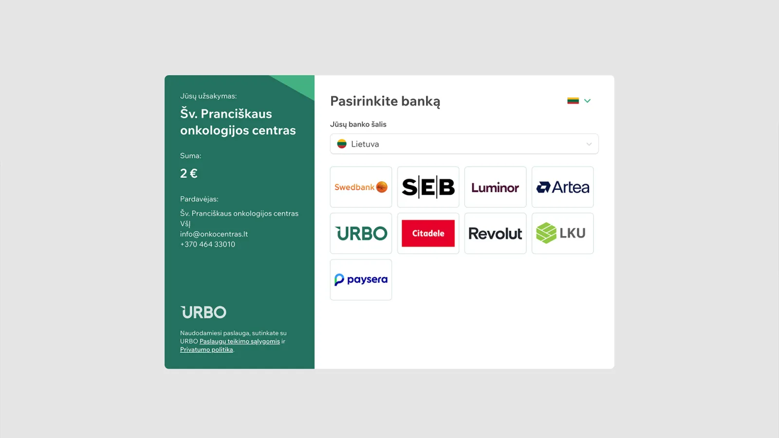 Urbo payment initiation service platform
